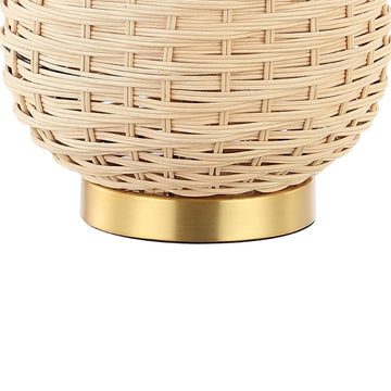 Chakrii 25" Rustic Bohemian Iron/Rattan LED Table Lamp with Pull-Chain - JONATHAN Y